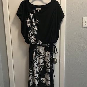 Olivia Matthews XL black dress w/white flowers